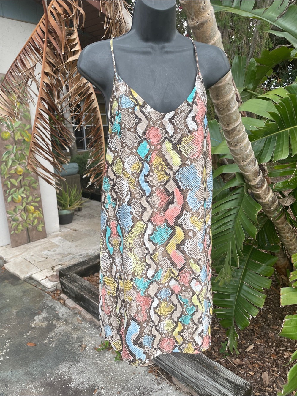 snake print mini slipped dress